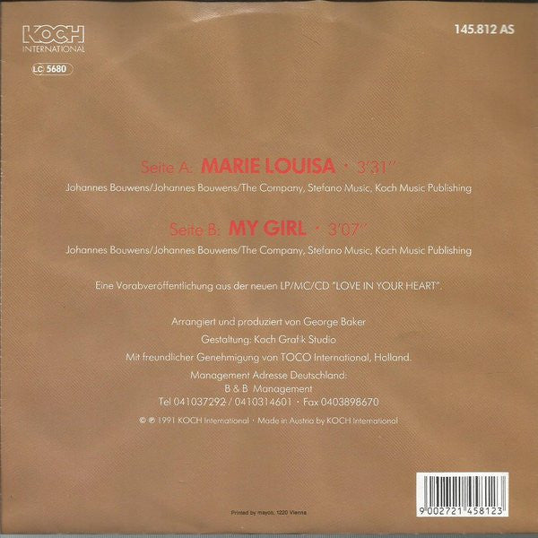 George Baker - Marie Louisa Vinyl Singles Vinyl Very Good (VG) <br> Hoes Good Plus (G+)