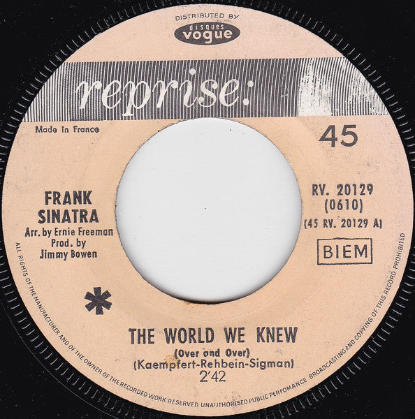 Frank Sinatra - The World We Knew (Over And Over) 39001 (B) Vinyl Singles Gebruikssporen!