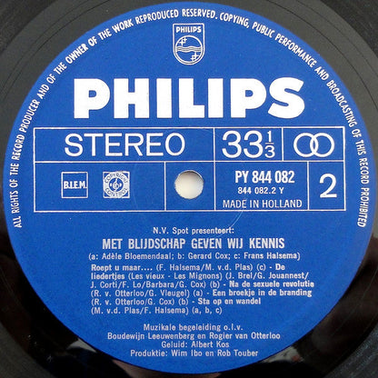 Adele Bloemendaal Frans Halsema Gerard Cox - Met Blijdschap Geven Wij Kennis (LP) 42120