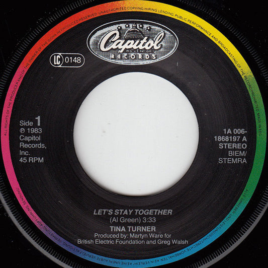 Tina Turner - Let's Stay Together Vinyl Singles Vinyl Very Good (VG) <br> Hoes Generic