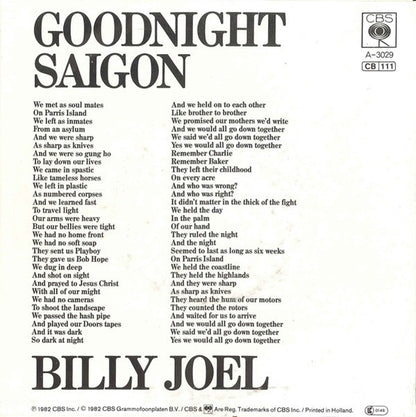 Billy Joel - Goodnight Saigon 38648 Vinyl Singles Goede Staat