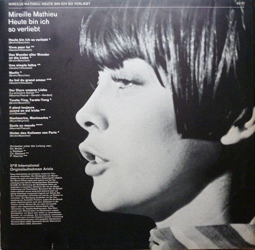 Mireille Mathieu - Heute Bin Ich So Verliebt (LP) Vinyl LP Vinyl Very Good (VG) <br> Hoes Good Plus (G+)