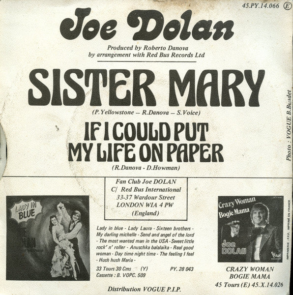 Joe Dolan - Sister Mary 39451 Vinyl Singles Goede Staat