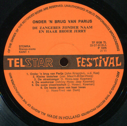 Zangeres Zonder Naam - Onder 'n Brug Van Parijs (LP) Vinyl LP Vinyl Very Good (VG) <br> Hoes Good Plus (G+)