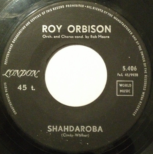 Roy Orbison - Shahdaroba Vinyl Singles Vinyl Very Good (VG) <br> Hoes Generic