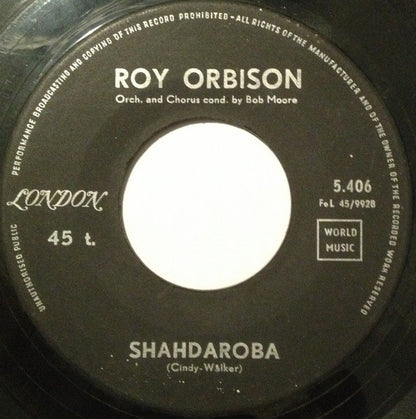 Roy Orbison - Shahdaroba Vinyl Singles Vinyl Very Good (VG) <br> Hoes Generic