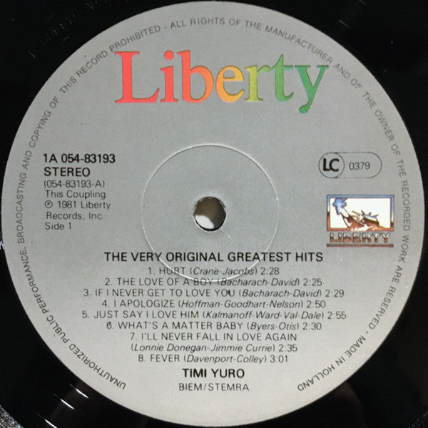 Timi Yuro - The Very Original Greatest Hits (LP)