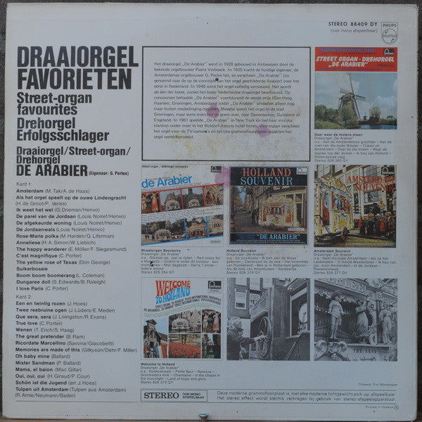 Draaiorgel De Arabier - Draaiorgelfavorieten (LP) Vinyl LP Vinyl Very Good (VG) <br> Hoes Good Plus (G+)
