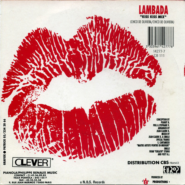 Lips-Kiss - French Lambada Kiss (Dance Mix) 19500 Vinyl Singles B-Keus (B)