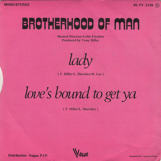 Brotherhood Of Man - Lady Vinyl Singles Vinyl Zeer Goed / Hoesje Goed "VINYLSINGLES.NL"