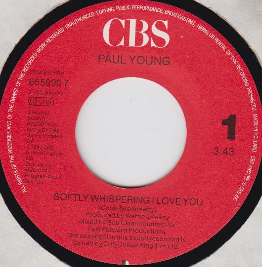 Paul Young - Softly Whispering I Love You 33329 Vinyl Singles Goede Staat