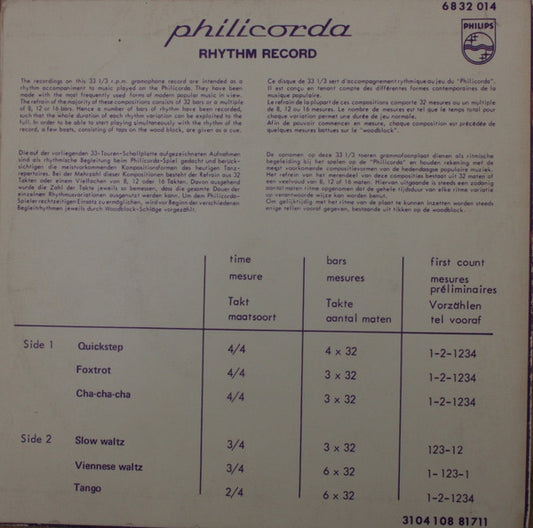 Unknown Artist - Philicorda Rhythm Record
