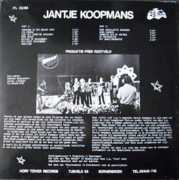 Jantje Koopmans - De Beste Van Jantje Koopmans - Rode Rozen (LP) Vinyl LP Vinyl Very Good (VG) <br> Hoes Good Plus (G+)