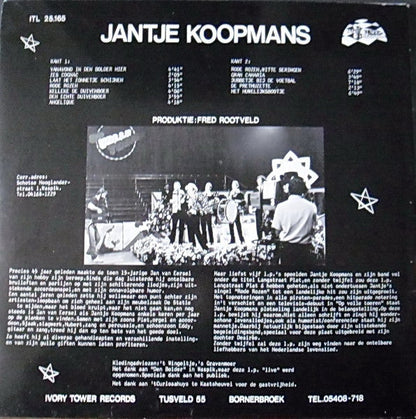 Jantje Koopmans - De Beste Van Jantje Koopmans - Rode Rozen (LP) Vinyl LP Vinyl Very Good (VG) <br> Hoes Good Plus (G+)