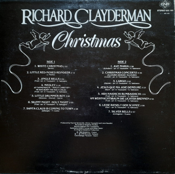 Richard Clayderman - Christmas (LP) Vinyl LP Vinyl Very Good (VG) <br> Hoes Good Plus (G+)