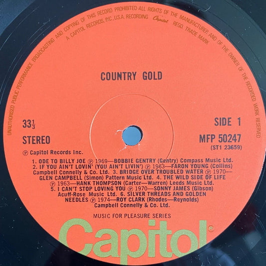 Various - Country Gold (LP) Vinyl LP Media VG+ \ Sleeve G+
