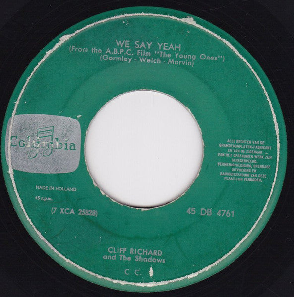 Cliff Richard & The Shadows - The Young Ones Vinyl Singles Vinyl Very Good (VG) <br> Hoes Generic