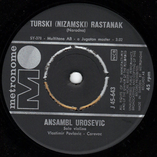 Ansambl Urošević - Marschen Till Drina Vinyl Singles Vinyl Zeer Goed / Hoesje Generic "VINYLSINGLES.NL"