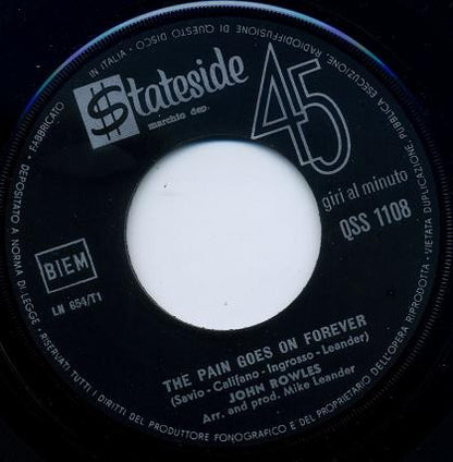 John Rowles - The Pain Goes On Forever Vinyl Singles Vinyl Goed / Hoes Generic