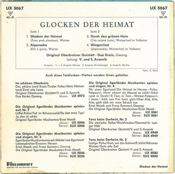 Slavko Avsenik Und Seine Original Oberkrainer - Glocken Der Heimat (EP) 33711 Vinyl Singles Goede Staat