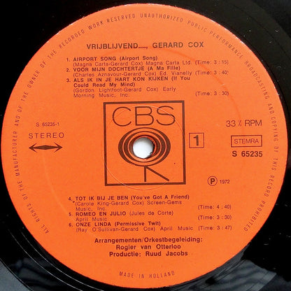 Gerard Cox - Vrijblijvend..., Gerard Cox (LP) 50435 41081 Vinyl LP Goede Staat