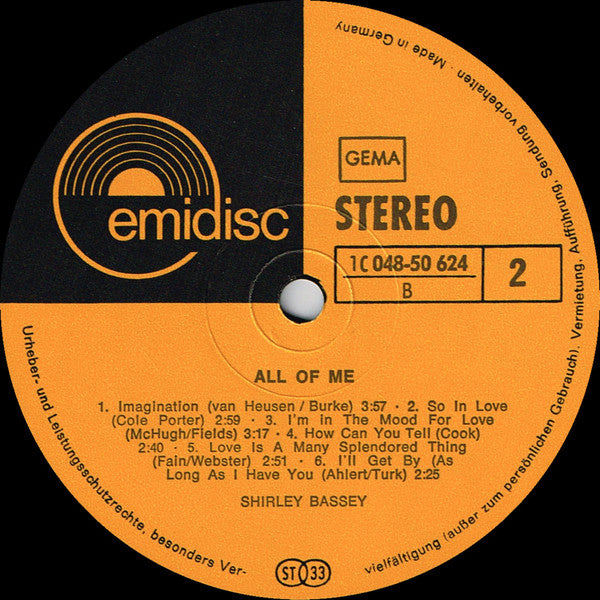 Shirley Bassey ‎- All Of Me (LP)