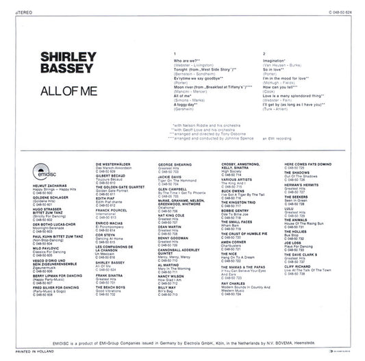 Shirley Bassey ‎- All Of Me (LP) Vinyl LP