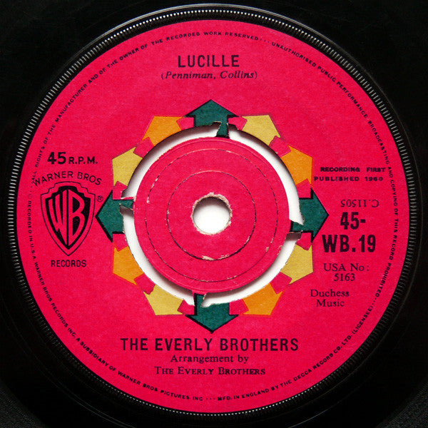 Everly Brothers - Lucille Vinyl Singles Vinyl Very Good (VG) <br> Hoes Generic
