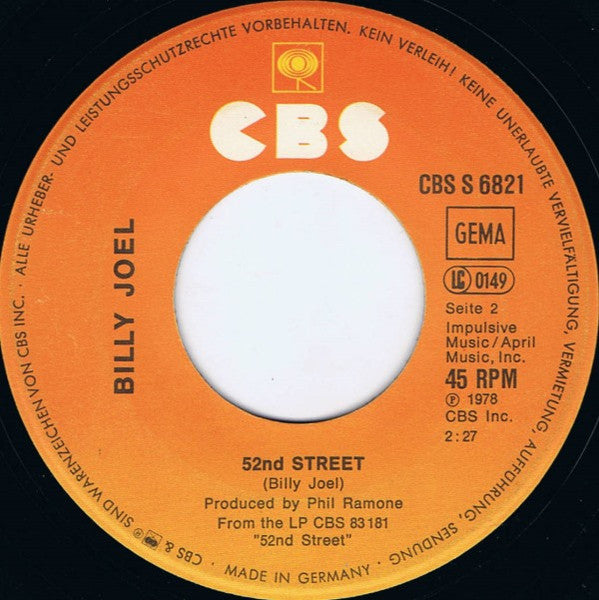 Billy Joel - My Life Vinyl Singles Vinyl Goed / Hoes Generic