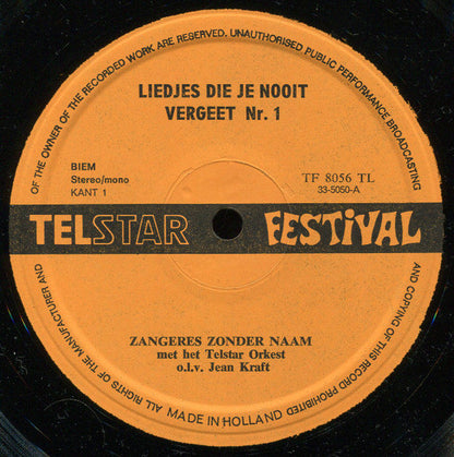 Zangeres Zonder Naam - Liedjes Die Je Nooit Vergeet 1 (LP) 42950 Vinyl LP Goede Staat