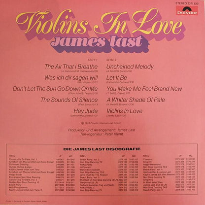 James Last - Violins In Love (LP) Vinyl LP Vinyl Very Good (VG) <br> Hoes Good Plus (G+)