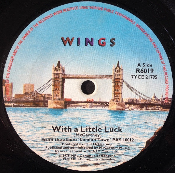 Wings - With A Little Luck 39186 Vinyl Singles Goede Staat