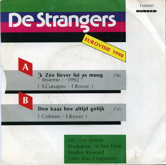 Strangers - k Zèn Liever Lui As Muug Vinyl Singles Vinyl Zeer Goed / Hoesje Goed "VINYLSINGLES.NL"