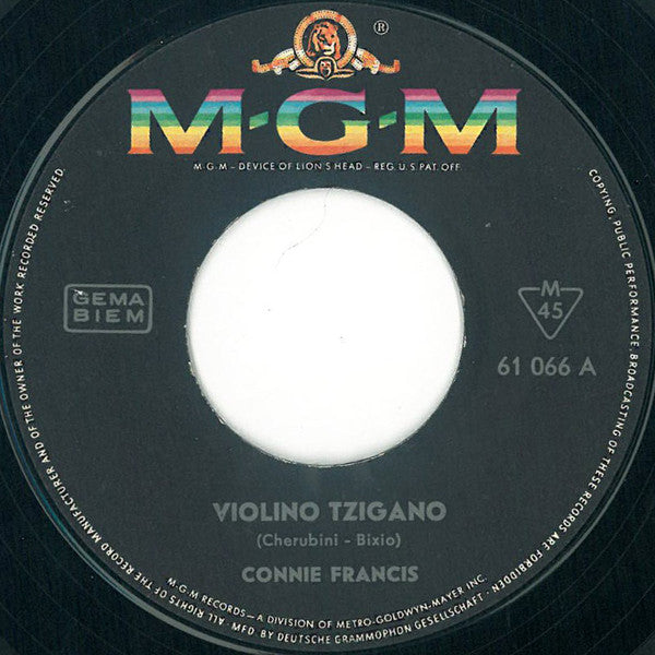 Connie Francis - Violino Tzigano Vinyl Singles Vinyl Very Good (VG) <br> Hoes Generic