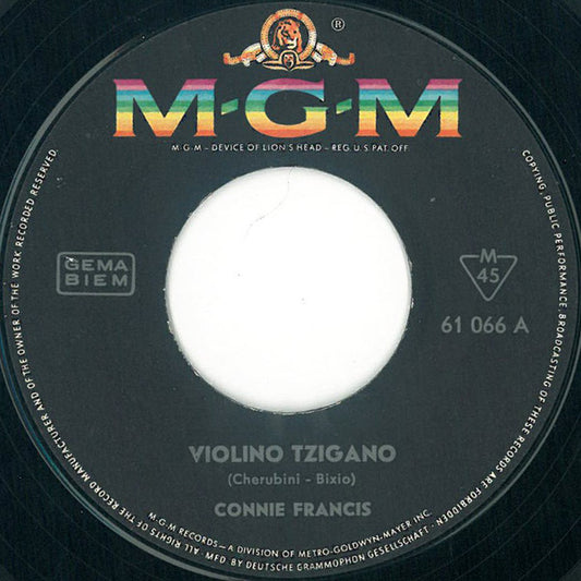 Connie Francis - Violino Tzigano Vinyl Singles Vinyl Very Good (VG) <br> Hoes Generic