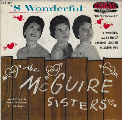 McGuire Sisters - 'S Wonderful Vinyl Singles EP Vinyl Very Good (VG) <br> Hoes Good Plus (G+)