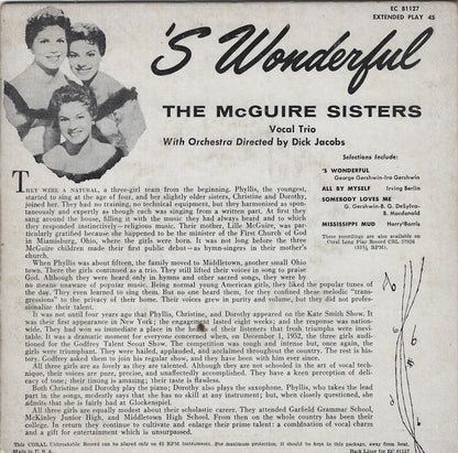 McGuire Sisters - 'S Wonderful Vinyl Singles EP Vinyl Very Good (VG) <br> Hoes Good Plus (G+)