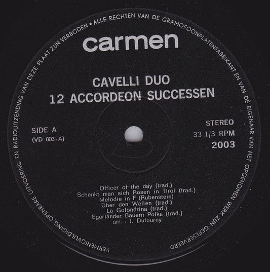 Cavelli Duo - 12 Accordeon Successen (LP) 49704