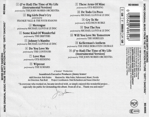 Various - More Dirty Dancing (More Original Music From The Hit Motion Picture "Dirty Dancing") (CD) Compact Disc Goede Staat "VINYLSINGLES.NL"