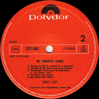 James Last ‎- My Favorite Songs (LP) 41212 Vinyl LP Goede Staat