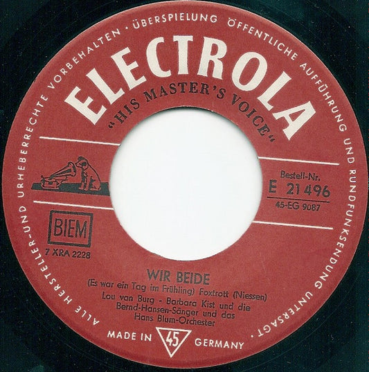 Lou Van Burg, Barbara Kist - Wir Bei Vinyl Singles Vinyl Very Good (VG) <br> Hoes Generic