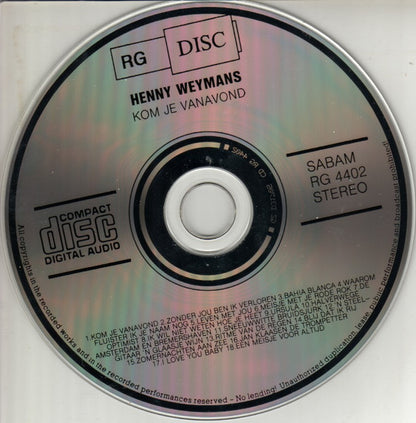 Henny Weijmans - Kom Je Vanavond (CD) Compact Disc Goede Staat