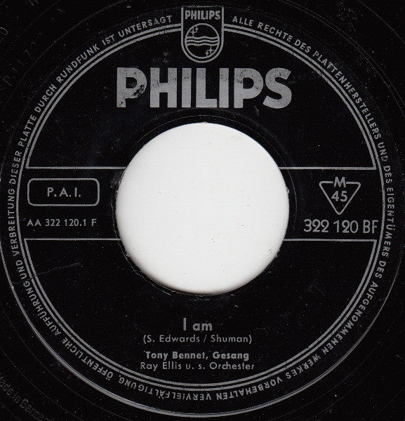 Tony Bennett - I Am Vinyl Singles Vinyl Very Good (VG) <br> Hoes Generic