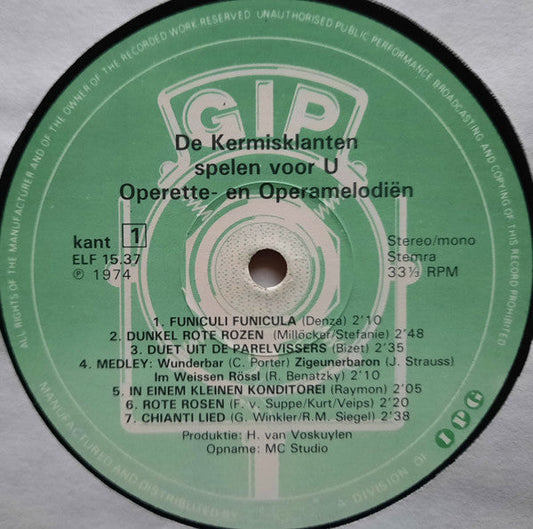 Kermisklanten - Operette Opera Melodien (LP) Vinyl LP Vinyl Zeer Goed / Hoesje Goed "VINYLSINGLES.NL"