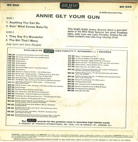 Judy Lynn, Larry Douglas - Annie Get Your Gun Vinyl Singles EP Vinyl Zeer Goed / Hoesje Goed "VINYLSINGLES.NL"