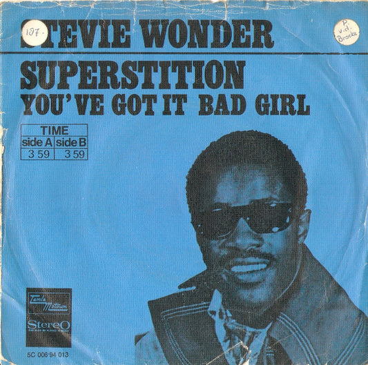 Stevie Wonder - Superstition Vinyl Singles Vinyl Goed / Hoes Redelijk
