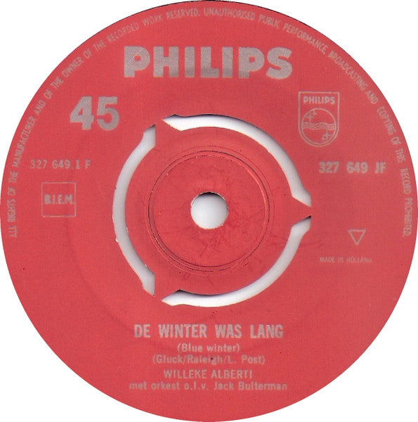 Willeke Alberti - De Winter Was Lang Vinyl Singles Hoes: Generic