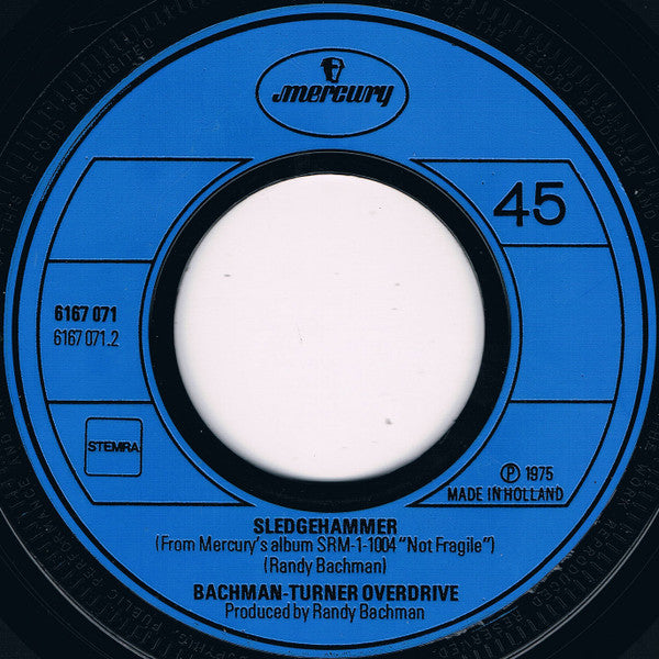 Bachman-Turner Overdrive - Down, Down Vinyl Singles Vinyl Very Good (VG) <br> Hoes Generic
