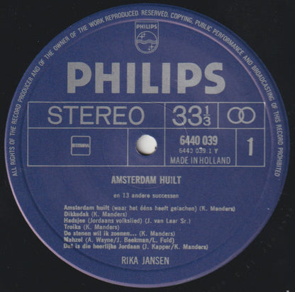 Rika Jansen - Amsterdam Huilt En 13 Andere Successen (LP)