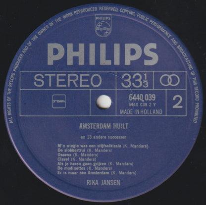 Rika Jansen - Amsterdam Huilt En 13 Andere Successen (LP)